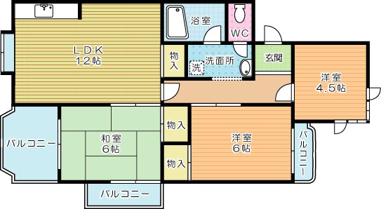 フェールブリエ片野 201号室 間取り