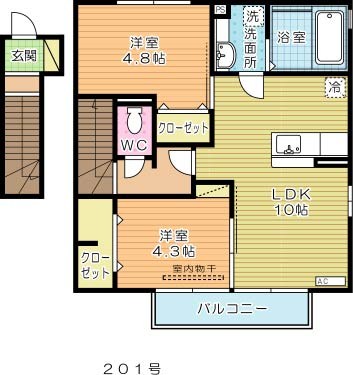 アルウェット  201号室 間取り