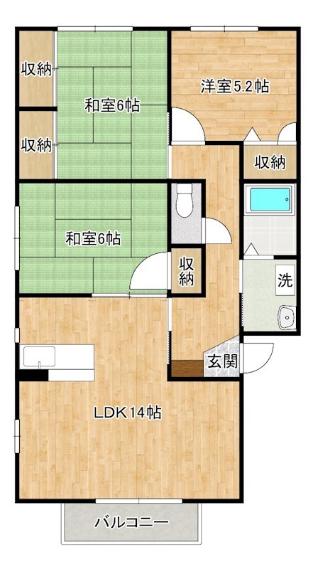 ソルジェンテ南方　Ａ棟   201号室 間取り