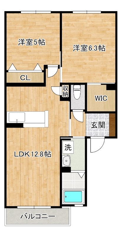 クラヴィエ三萩野Ｉ   201号室 間取り