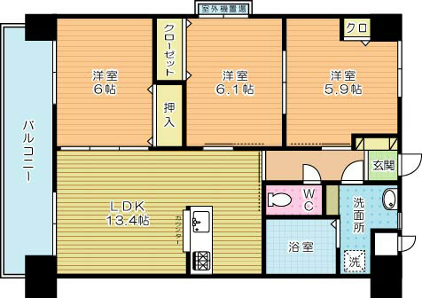 フローラ菜園場 705号室 間取り