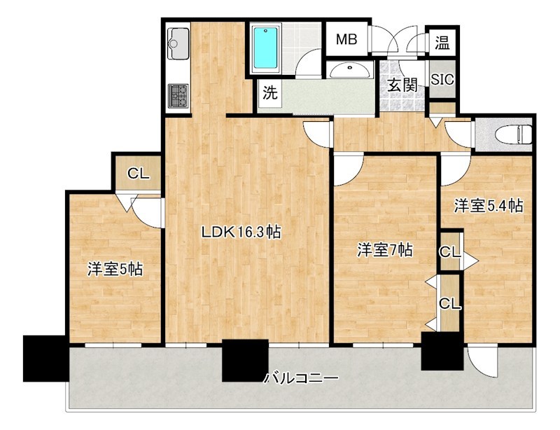 小倉D.C.TOWER(分譲賃貸)  1802号室 間取り