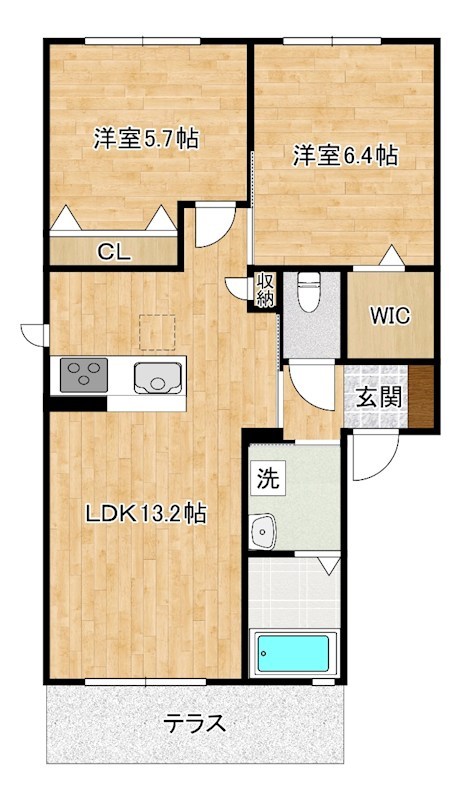 メゾンエスポワール　B棟  101号室 間取り