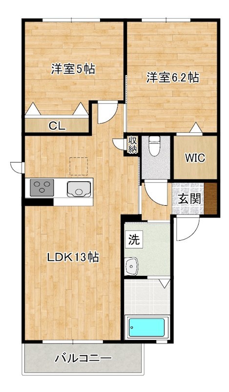 メゾンエスポワール　B棟  201号室 間取り