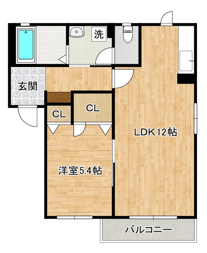 ヴィルヌーブ長野 202号室 間取り