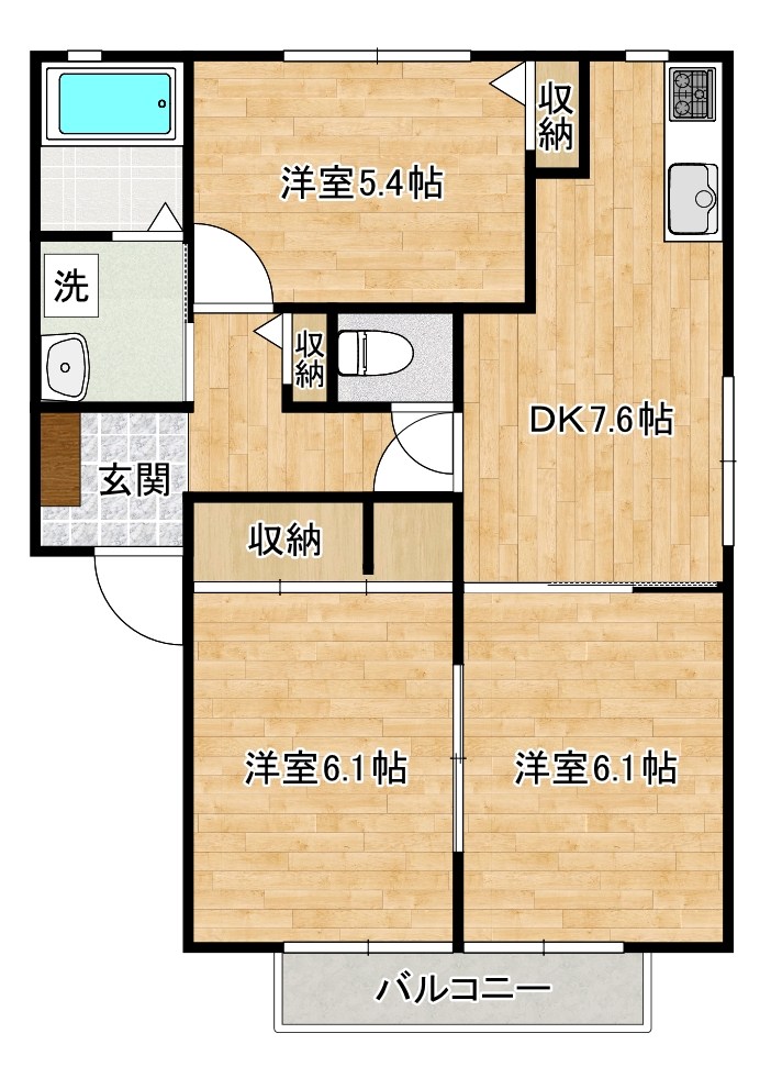 グランドメゾンⅡ　B棟  202号室 間取り