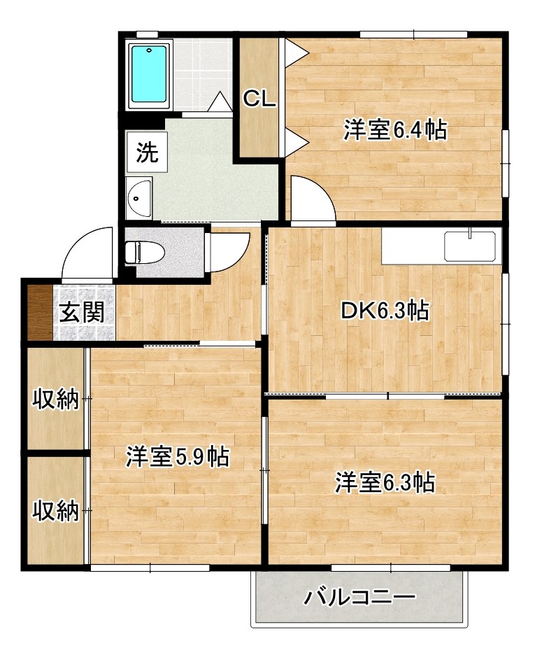 ヴァン・ヴェール　B棟 201号室 間取り