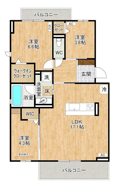 D-ROOM　HILLS泉台（D-ROOMヒルズ泉台） 202号室 間取り