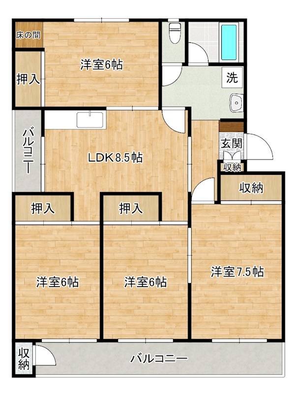 ヴィラナリー小倉南 E5号室 間取り