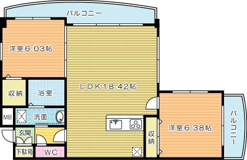 クロスコート門司港 401号室 間取り