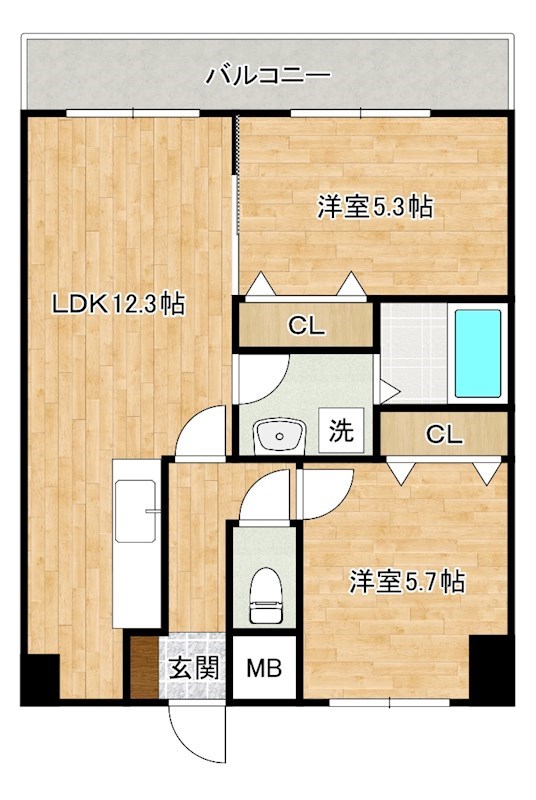 Ｌｅｂｅｎｓｇｌｕｃｋ（レーベンスグリュック）  503号室 間取り
