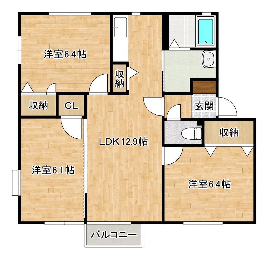 グローブたかの　Ｃ棟　 102号室 間取り