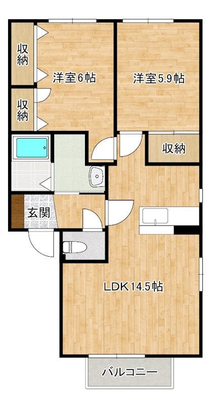 フィオーレⅡ　C棟   102号室 間取り