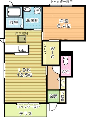 クラージュ　Ｂ棟  101号室 間取り