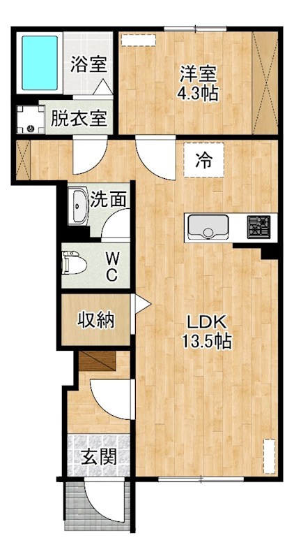 南区下石田2丁目新築アパート　B棟  105号室 間取り