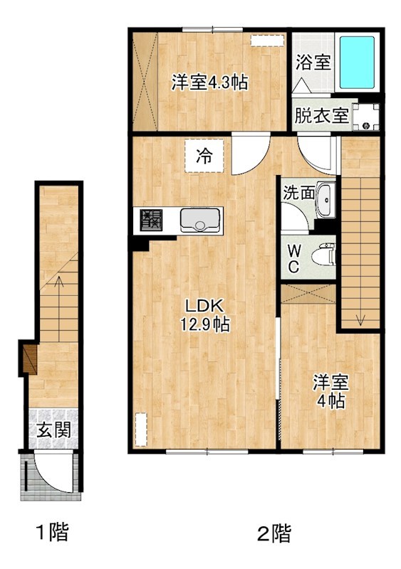 南区下石田2丁目新築アパート　B棟  206号室 間取り