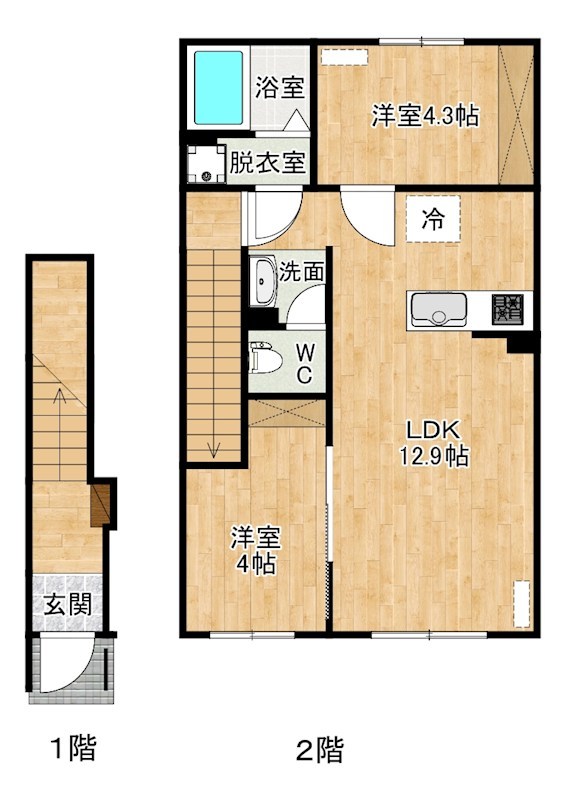 南区下石田2丁目新築アパート　B棟  202号室 間取り