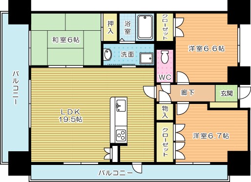 シャトレ大手町Ｓ棟 1507号室 間取り