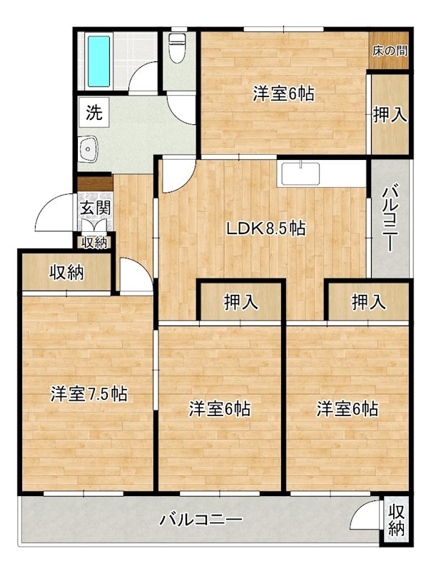 ヴィラナリー小倉南 E6号室 間取り