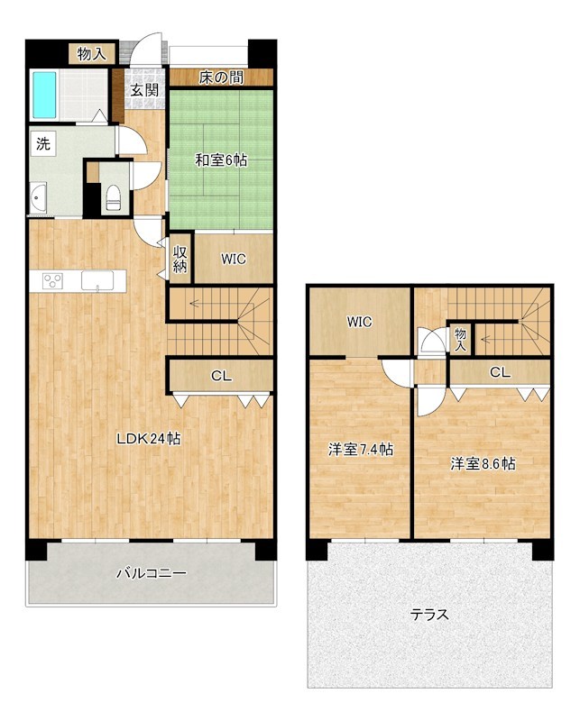 ペルル企救丘弐番館(分譲賃貸） 107号室 間取り