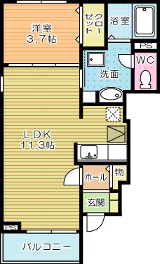 メゾンソレイユB 101号室 間取り