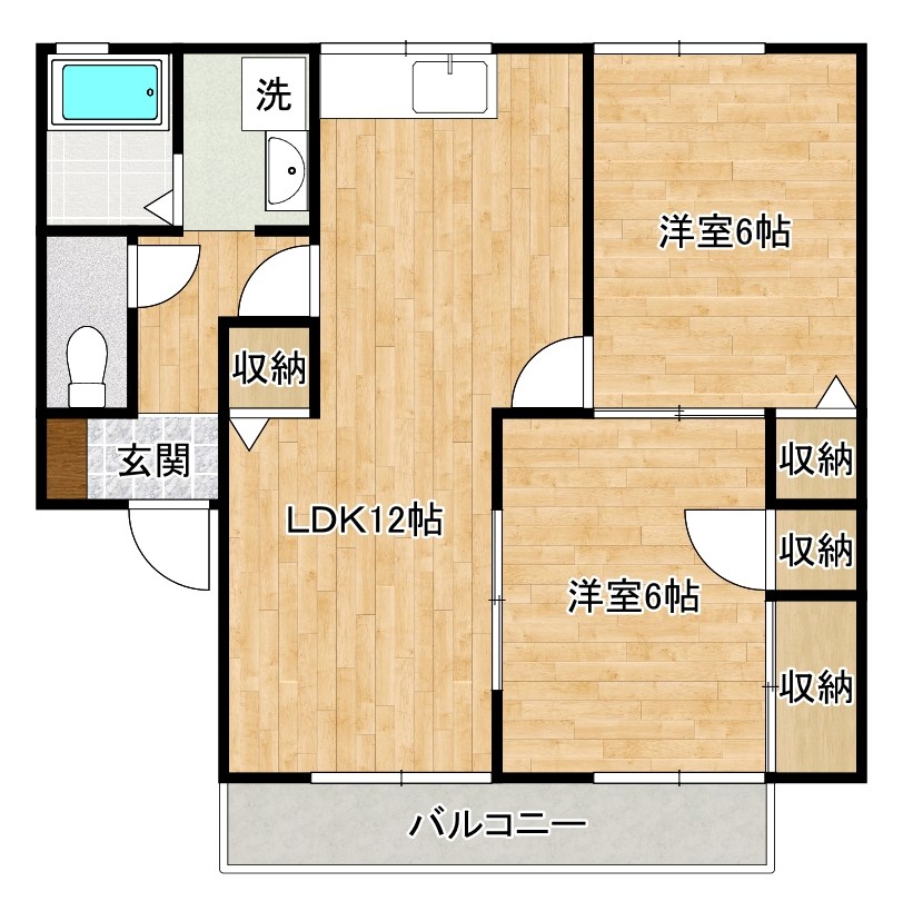 ベルメゾン瓜生Ⅰ  205号室 間取り
