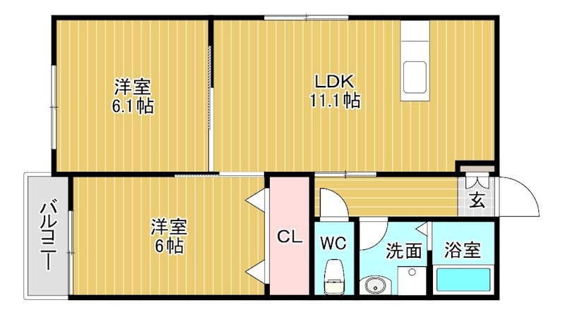 fleur　riziere緑ヶ丘（フルーリジェールみどりがおか） 303号室 間取り