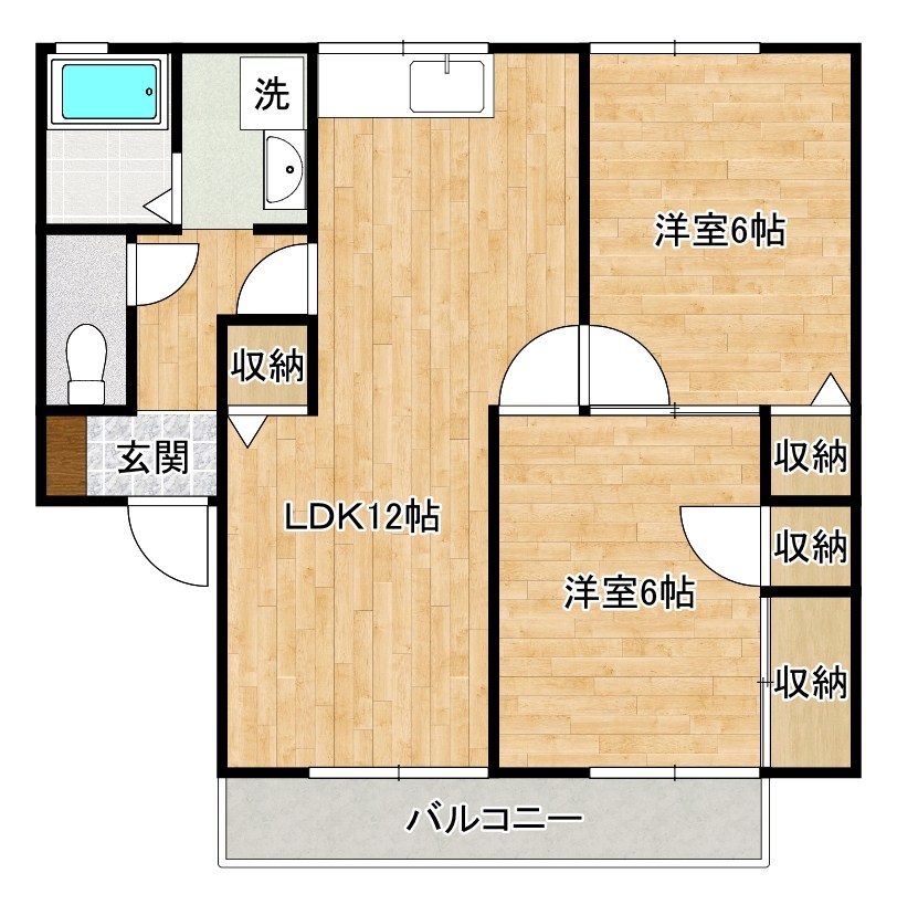 ベルメゾン瓜生Ⅰ  202号室 間取り