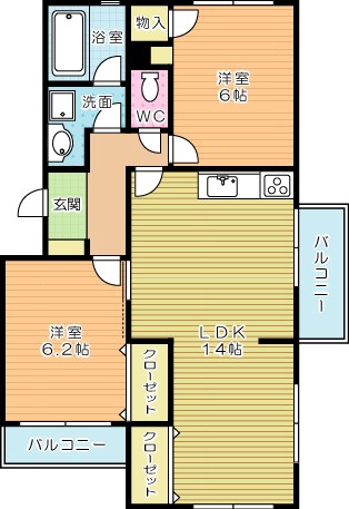 ＣＡＮＤＥＯ沼本町 205号室 間取り