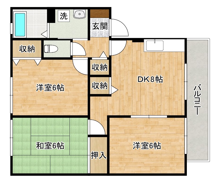 ウィンディア蜷田　A棟 201号室 間取り