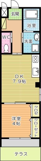 ＣＩＥＬ・ＢＬＥＵ（シエルブルー）Ｂ棟 101号室 間取り