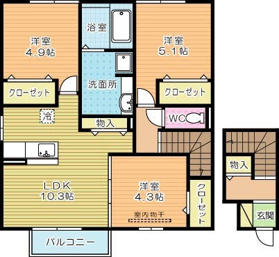 Ｄ－ｒｏｏｍ上二十町 201号室 間取り