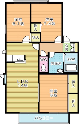 ディアス曽根　Ｂ棟 201号室 間取り