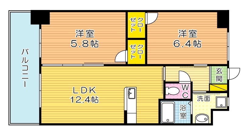 ウイングス三萩野 1203号室 間取り