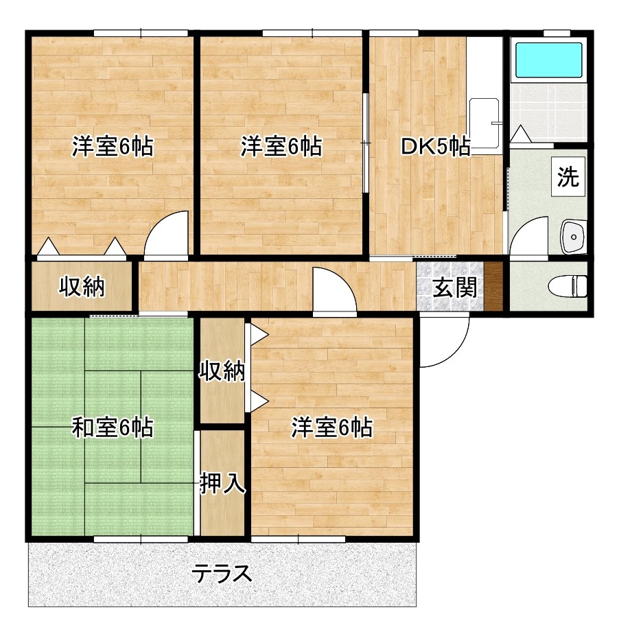 サンビレッジ葛原　Ｂ棟  101号室 間取り