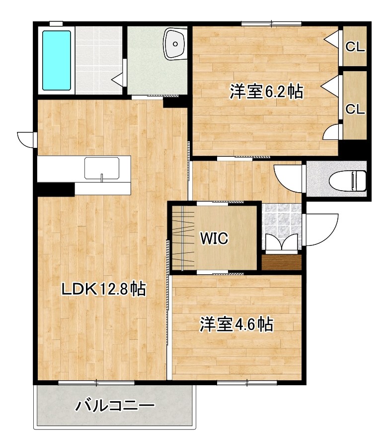 シャーメゾン谷町Ａ棟 201号室 間取り