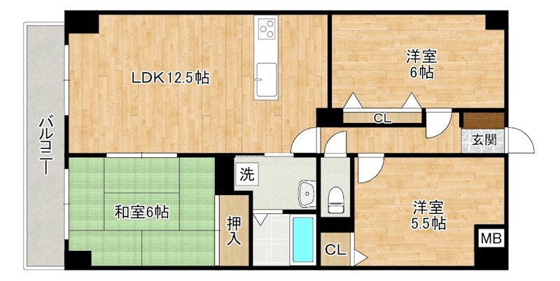 クレセール守恒 405号室 間取り