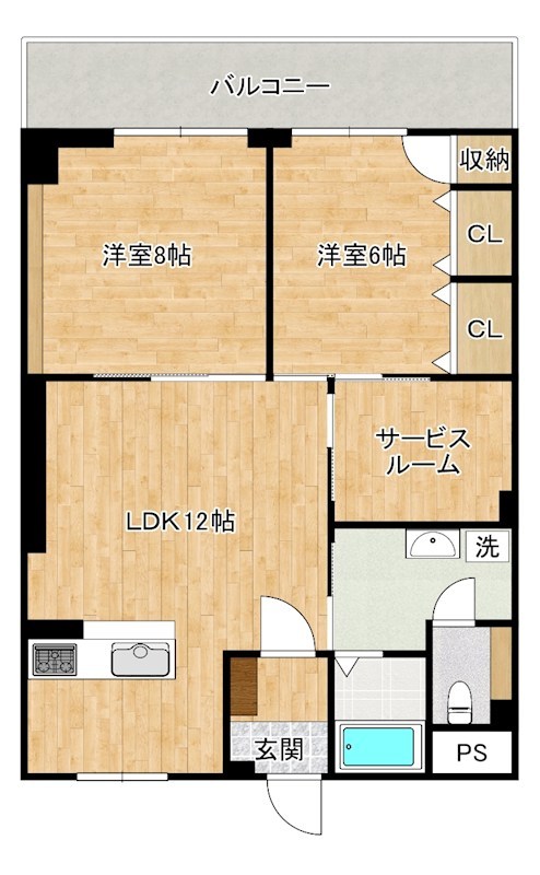 小倉セントラルコーポ   504・505号室 間取り