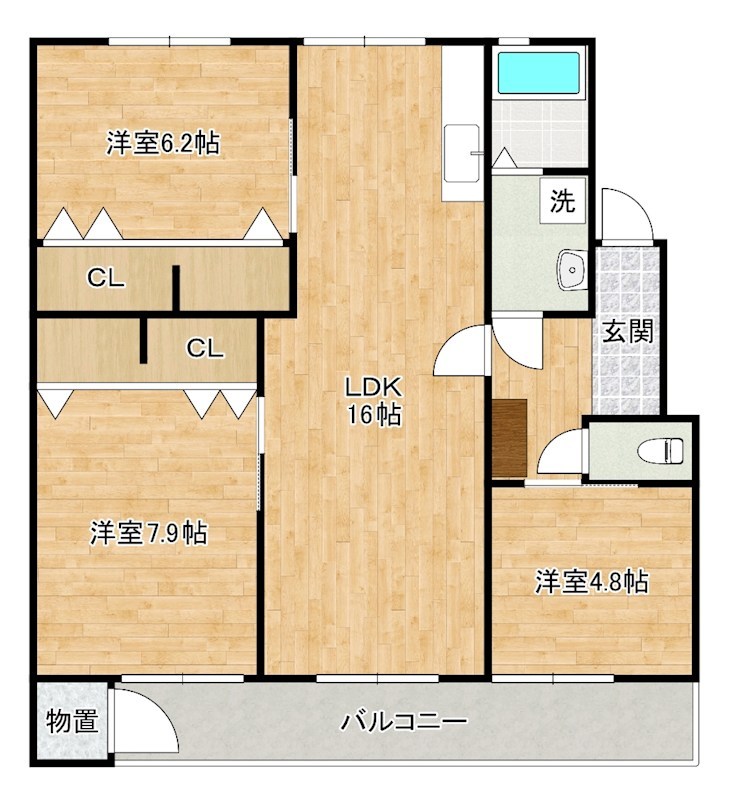 フェルト130　Ａ棟  201号室 間取り
