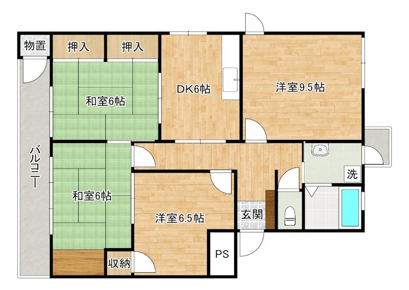 足立ハイマートＢ 410号室 間取り