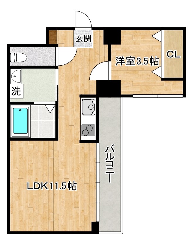三萩野ビル   609号室 間取り