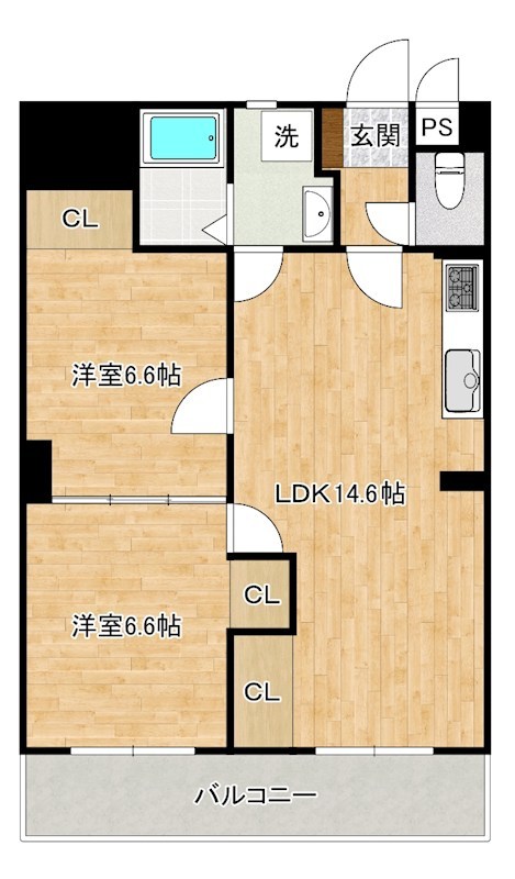 霧ヶ丘コーポラス 302号室 間取り