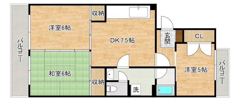 島名第五コーポ 303号室 間取り