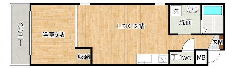 エルザビル香春口４５  1105号室 間取り