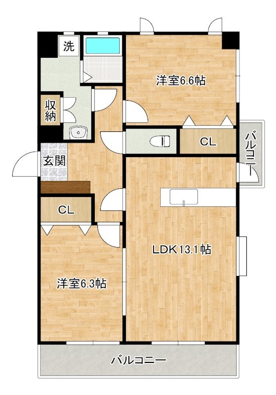 ノースステイツ徳力 202号室 間取り