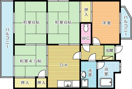 グランドハイツ中井中央Ａ棟  501号室 間取り