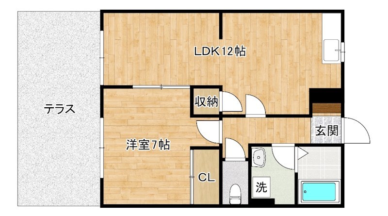 カンパーニュ 102号室 間取り