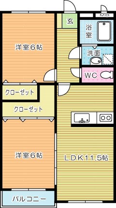 プレステージ東貫&alpha;Ⅰ  103号室 間取り