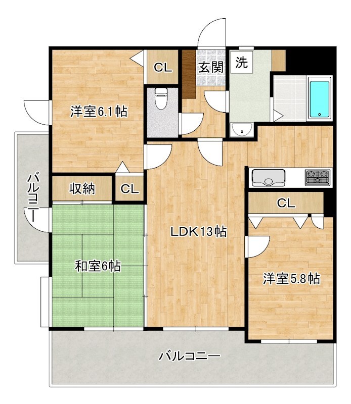 ヒルサイド守恒  502号室 間取り