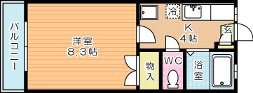 シティベール守恒 107号室 間取り